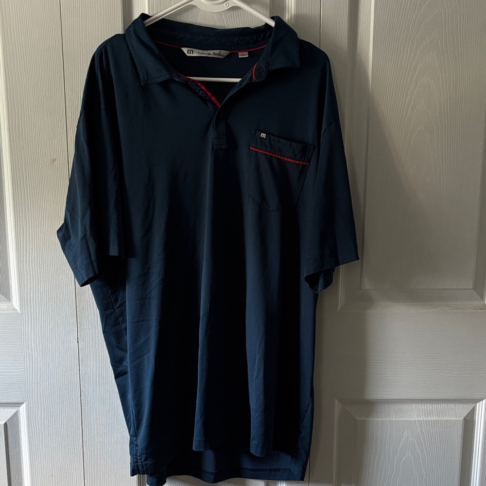 Travis Mathew Dark Blue Polo with Red Trim